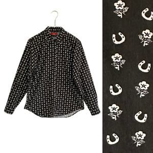 Vintage Roper Horseshoe Flower Western Shirt Medium Rodeo Cowgirl Lucky